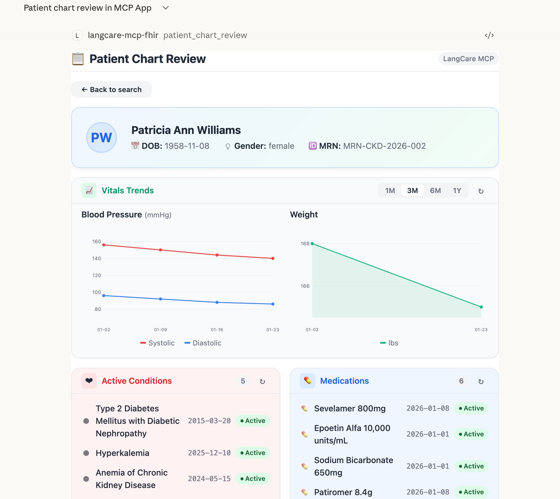 Patient Chart Review dashboard